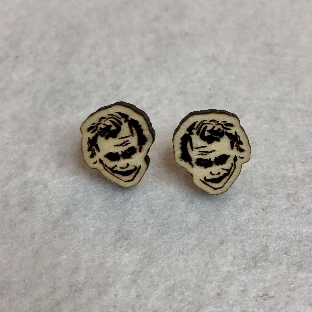 The Joker Wood Stud Earrings - Picture 3 of 3